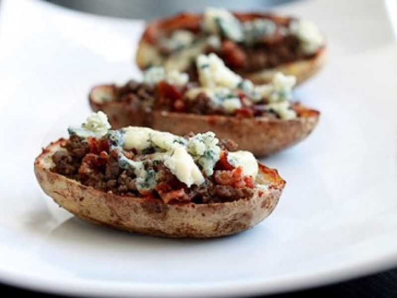 Bacon and Blue Cheeseburger Potato Skins