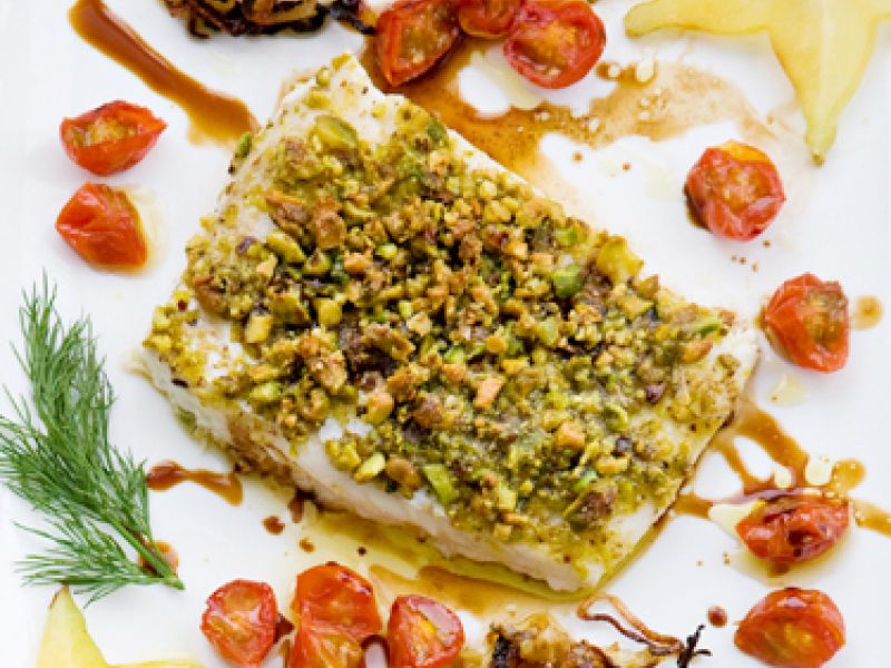 Pistachio-Crusted Halibut with Fennel Balsamic